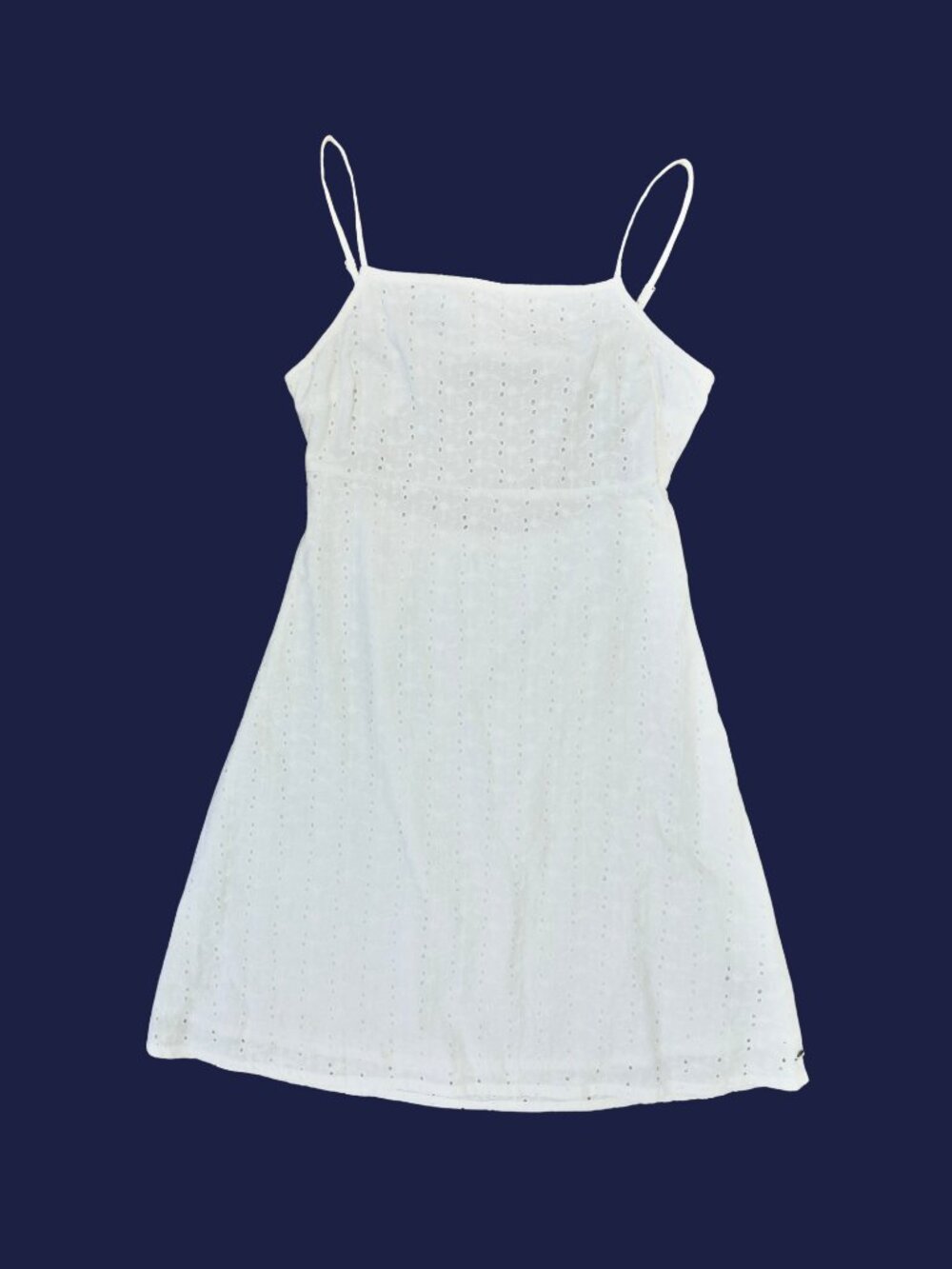 Roxy Brand 100% Cotton White Open Back Floral Embroidered Eyelet Mini Dress